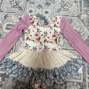cheeky plum Floral & Pink Ruffle Leotard